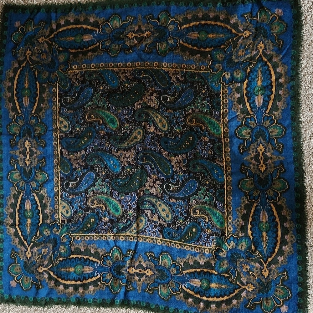 Women's Blue Square Scarf measures 32" Square multi colors